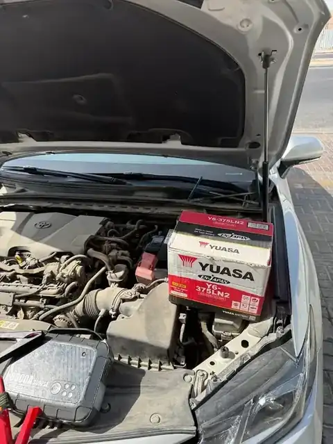 Genuine YUASA battery fitted to a Toyota in Qatar